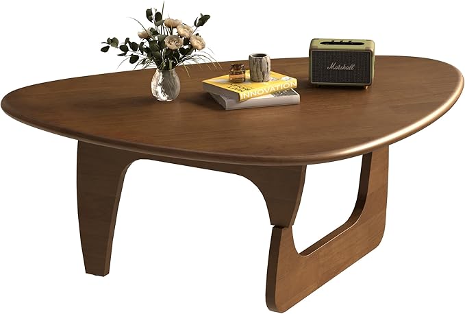 Mid Century Modern Coffee Table, Solid Wood Triangle Coffee Table for Living Room, Modern Tea Table for Home, 43.3x30.7x16.5