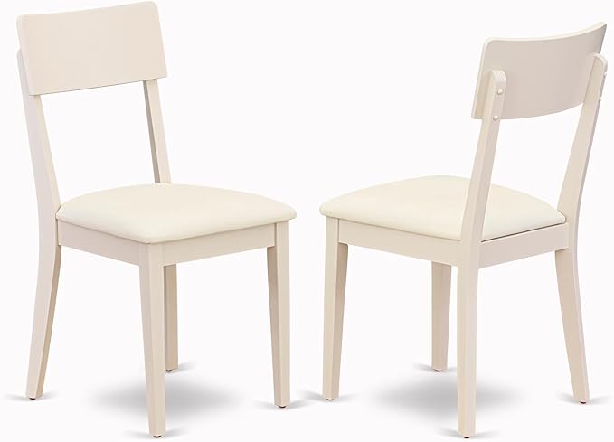 East West Furniture CAAD5C-LWH-LC 5 Piece Kitchen Table Set for 4 Includes a Rectangle Dining Room Table and 2 Faux Leather Dining Chairs with 2 Benches, 36x60 Inch, Linen White