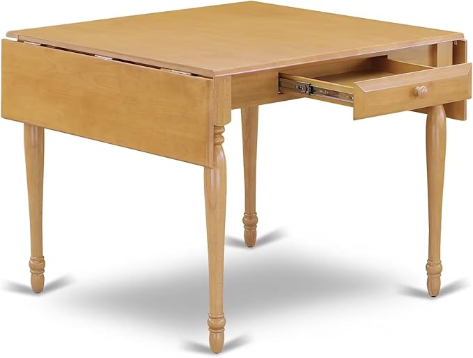 East West Furniture MZGR3-OAK-W 3 Piece Dining Room Furniture Set Contains a Rectangle Dining Table with Dropleaf and 2 Wood Seat Chairs, 36x54 Inch, Oak