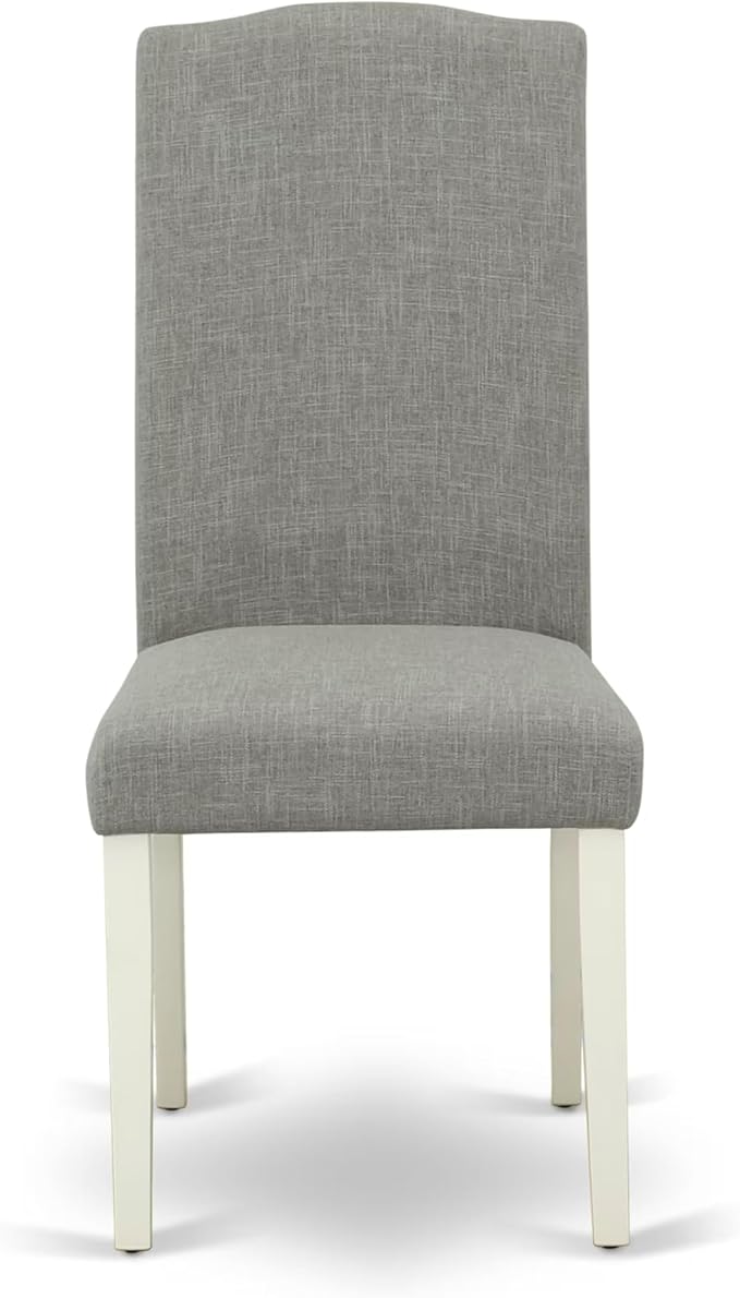 East West Furniture V077EN206-5 5 Piece Modern Dining Table Set Includes a Rectangle Wooden Table with V-Legs and 4 Dark Shitake Linen Fabric Parsons Dining Chairs, 40x72 Inch, Multi-Color