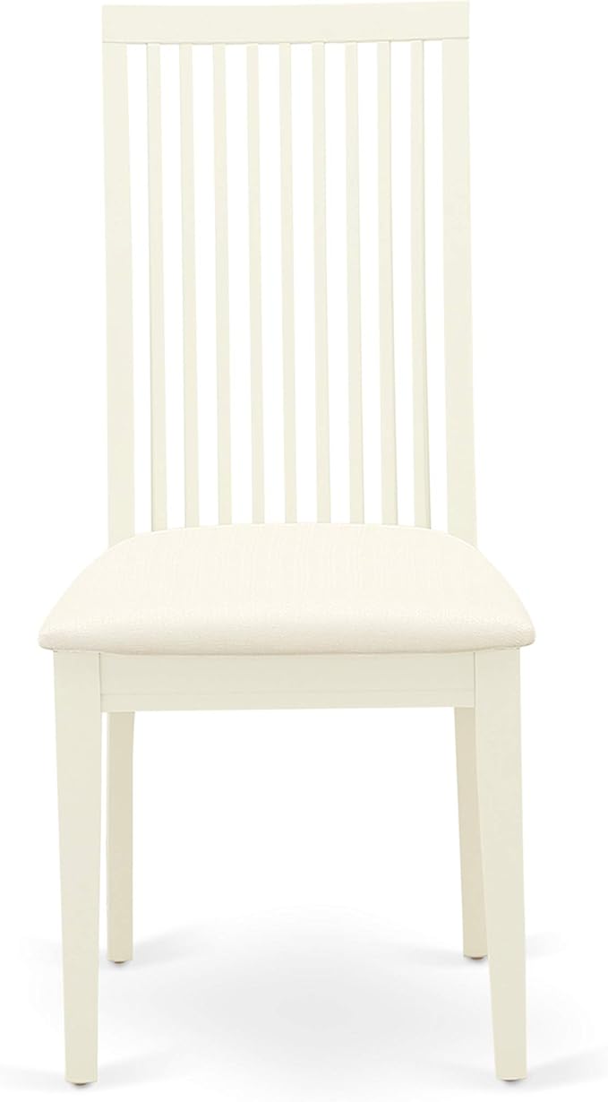 East West Furniture DLIP5-WHI-C 5 Piece Kitchen Table & Chairs Set Includes a Round Dining Table with Dropleaf and 4 Linen Fabric Dining Room Chairs, 42x42 Inch, Linen White