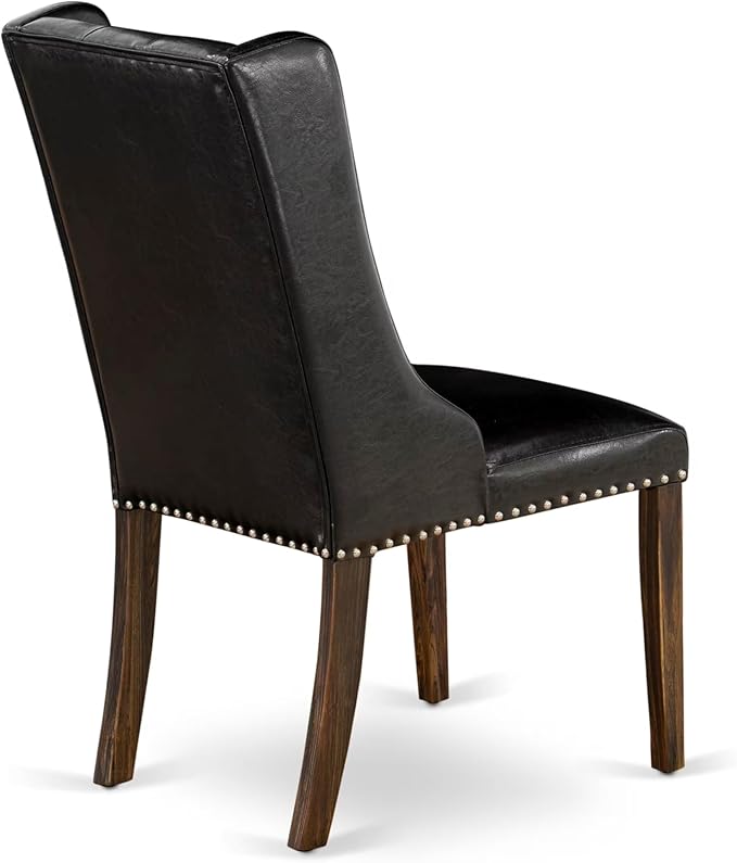 East West Furniture V797FO749-7 7 Piece Dining Room Table Set Consist of a Rectangle Kitchen Table with V-Legs and 6 Black Faux Leather Parson Dining Chairs, 40x72 Inch, Multi-Color