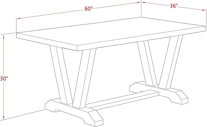 East West Furniture V696VE650-5 5 Piece Dining Set Includes a Rectangle Dining Room Table with V-Legs and 4 Dark Gotham Linen Fabric Parsons Chairs, 36x60 Inch, Multi-Color