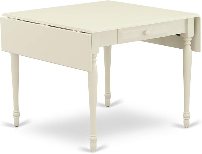 East West Furniture MZGR5-LWH-W 5 Piece Dining Set Includes a Rectangle Dining Room Table with Dropleaf and 4 Kitchen Chairs, 36x54 Inch, Linen White