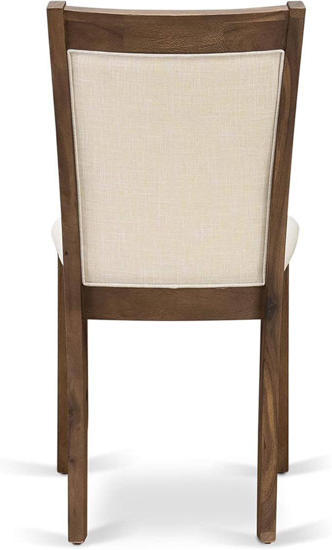 East West Furniture X797MZN32-6 6 Piece Dining Set Contains a Rectangle Dining Room Table with X-Legs and 4 Light Beige Linen Fabric Upholstered Chairs with a Bench, 40x72 Inch, Multi-Color