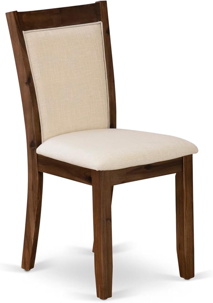 East West Furniture V797MZN32-5 5 Piece Kitchen Table Set Includes a Rectangle Dining Table with V-Legs and 4 Light Beige Linen Fabric Parson Dining Room Chairs, 40x72 Inch, Multi-Color