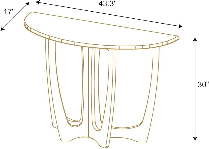 FINECASA Half-Moon Console Table, Semicircle Narrow Side Table, 43.4x17x30 Inches, Gray
