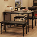 Dining Table Set for 4, Small Dining Table Set with Upholstered Bench and 2 Chairs, Kitchen Table and Chairs for 4, for Small Space, Apartment, Dinner, Rustic Gray