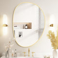 WallBeyond Irregular Wall Mirror, Asymmetrical Mirror Wall Mounted with Gold Framed for Living Room, Bathroom, Bedroom, Entryway Wall Decor, 28"×21", Gold