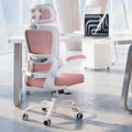 TRALT Ergonomic Office Chair - Desk Chair with Adjustable Headrest Lumbar Support Computer Chair - Mesh Comfy Chair with Flip-up Armrests - Gaming Chairs for Adults Home Office (Leather, Pink)