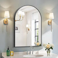 Arched Mirror, 20"x30" Black Bathroom Mirror with Metal Frame, Wall Mounted Mirrors Decor Modern Dresser Mirror for Bedroom Living Room Entryway