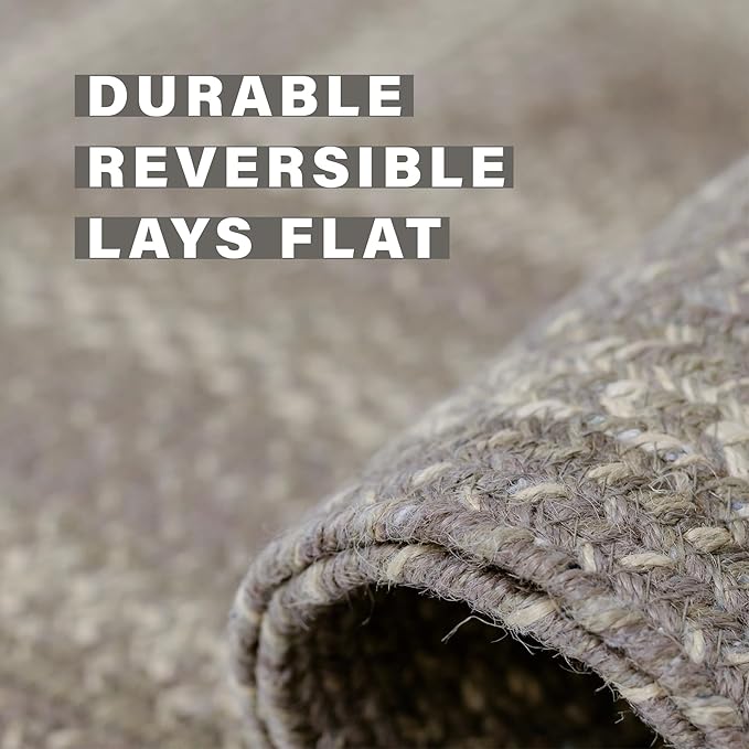 Grey Cloud Oval Braided Rug, 6x9' - Grey, Handmade with Jute - Warm Farmhouse Decor, Perfect for Living Rooms and Dining Rooms - Pet Friendly and Easy to Clean