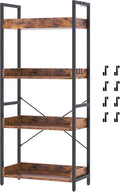 HCHQHS 4 Tier Bookshelf, Adjustable Industrial Bookcase, Vertical Tall Book Shelf, Wood and Black Metal Open Bookshelves for Home Office, Living Room, Bedroom