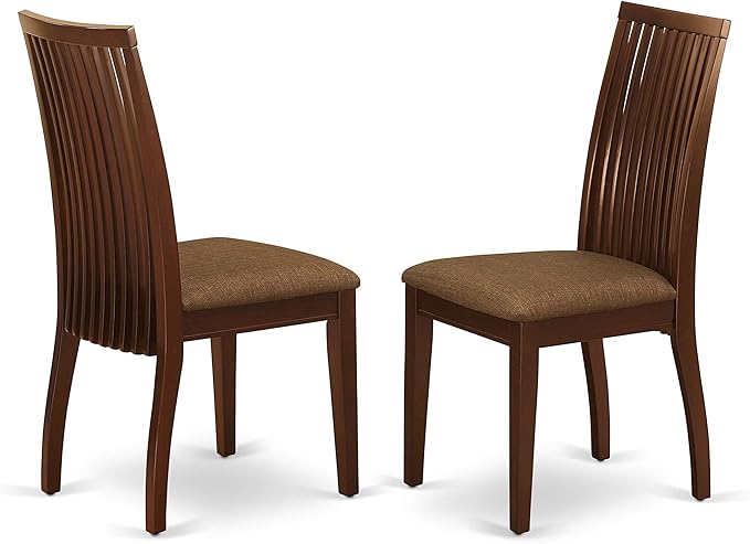 East West Furniture CAIP6-MAH-C 6 Piece Modern Dining Table Set Contains a Rectangle Wooden Table and 4 Linen Fabric Upholstered Chairs with a Bench, 36x60 Inch, Mahogany