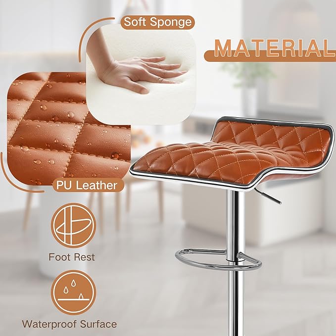 VECELO Bar Stools Set of 4, Adjustable Bar Stools, Bar Height Stools for Kitchen Counter