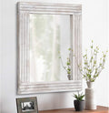 Mirrors for Wall Rustic Wooden Frame Rectangle Mirror Vintage Hanging Mirror for Bedroom Bathroom Living Room Farmhouse Wall Decor White Small 16" x 12 "