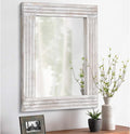 Wall Mirror Rustic Wooden Frame Rectangle Mirror Vintage Hanging Mirror for Bedroom Bathroom Living Room Farmhouse Wall Decor Large 26" x 18"