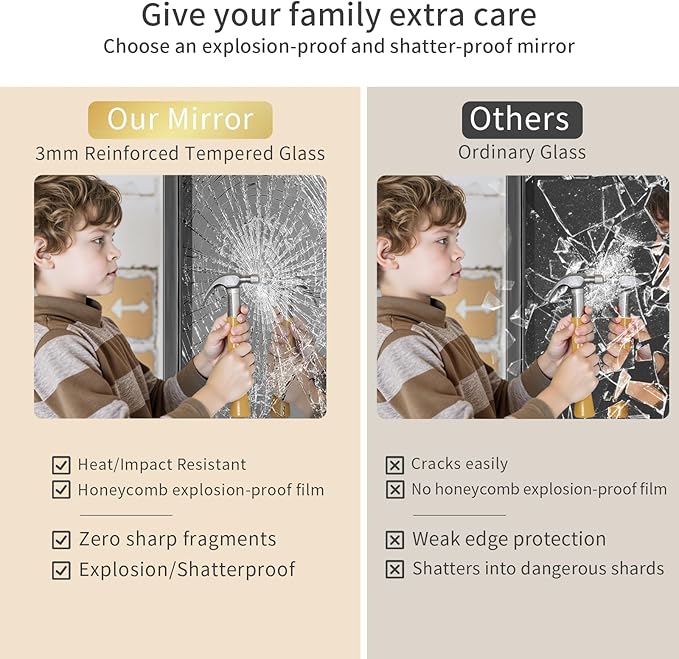 Koonmi Black Wall Mirror for Bathroom, 36x55 Inch Matte Deep Framed Rounded Rectangle Vanity Mirror for Farmhouse Living Room, Tempered Glass, Anti-Rust, Vertically or Horizontally