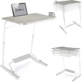 FoldWise Upgraded Folding TV Tray Table - Extra Large & Sturdy Laptop Table for Couch, Height & Angle Adjustable Desk for Dinner, Work & TV - Includes Footrest, Cup Holder, iPad Holder & Edge Stopper