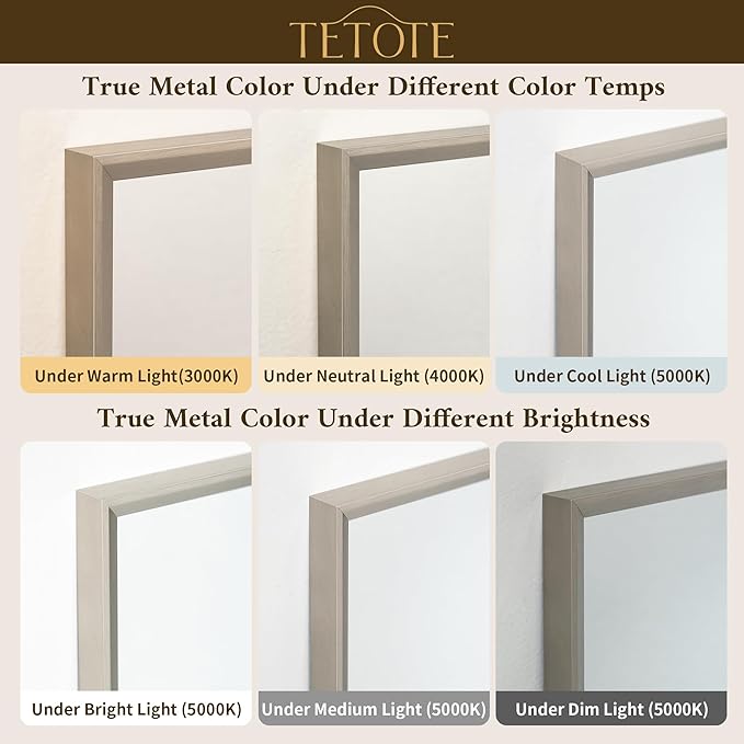 TETOTE Brushed Nickel Bathroom Mirror for Over Sink 40" x 24" Brushed Nickel Beveled Framed Rectangle Vanity Mirror for Bathroom, Bedroom, Entryway, Living Room, Tempered Glass, Stronger Frame