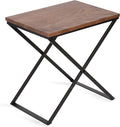 Kate and Laurel Laraway Modern Side Table, 20 x 14 x 20, Rustic Brown and Black, Metal Bedroom Nightstand Table with Solid Wood Tabletop and Foldable Frame