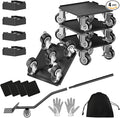 2000LBS Heavy Duty Furniture Dolly & Mover - 6.4" Carbon Steel Panel with 5X 360° Wheels, Non-Slip Sliders & Lifter for Sofa, Piano, Appliances (Black)