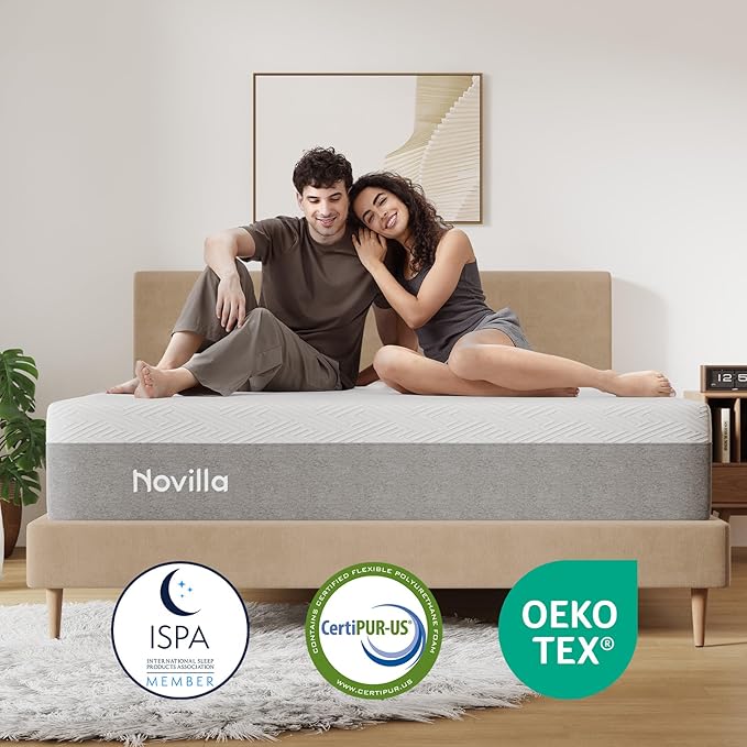 Novilla Mattress, 12 Inch Mattress California King with Gel Memory Foam for Comfortable Sleep & Pain Relief & Body Support, CertiPUR-US Certified