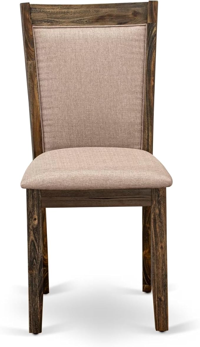 East West Furniture V777MZ716-7 7 Piece Dinette Set Consist of a Rectangle Dining Table with V-Legs and 6 Dark Khaki Linen Fabric Parson Dining Room Chairs, 40x72 Inch, Multi-Color
