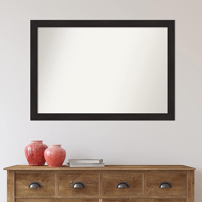 Amanti Art Brown Bathroom Mirror for Over Sink, 30x42 Furniture Espresso Rectangle Vanity Mirror, Large Casual Frame, Hangs Horizonally and Vertically, Bathroom Wall Decor, Non-Beveled Edge