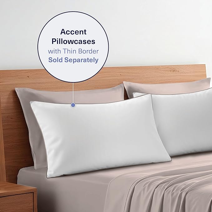 Kickoff Viscose Bamboo Sheets Queen Size 4-pc 100% Organic Bamboo Viscose Bed Cooling Sheets Queen Size Set Cool Bedding for hot Sleepers Sheet, Flat, Fitted, Pillowcases (Grey Mist, Q)