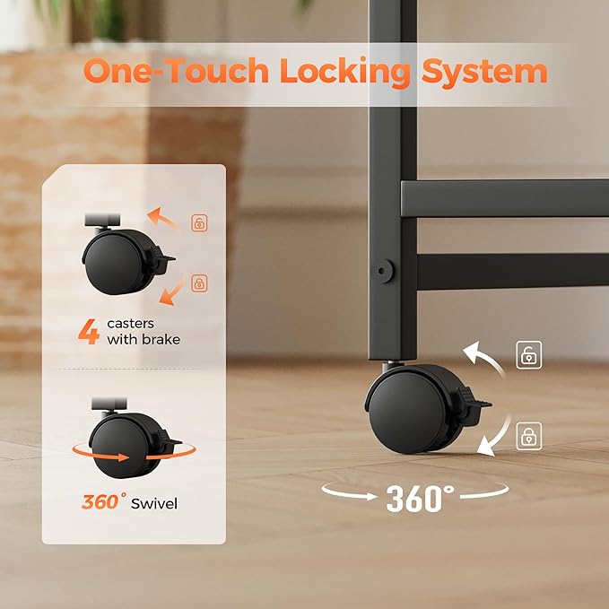 Rolling Computer Desk with Wheels, Gaming Desk for Small Spaces, Modern Simple Style Table for Home Office, Study Writing Table (Caster, Rustic Brown, 24 inch)