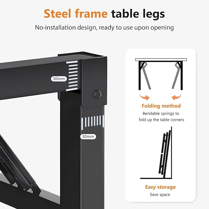DlandHome Computer Desk 62 inches Office Desk Computer Table Study Writing Desk Workstation for Home Office Metal Frame Black and Black