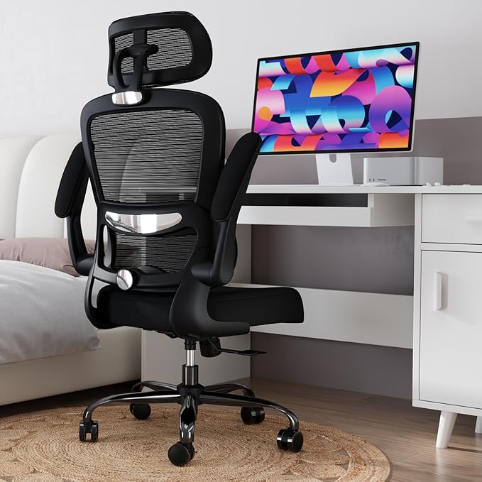 TRALT Office Chair Ergonomic Desk Chair, 330 LBS Home Mesh Office Desk Chairs with Wheels, Comfortable Gaming Chair, High Back Office Chair for Long Hours (Black)