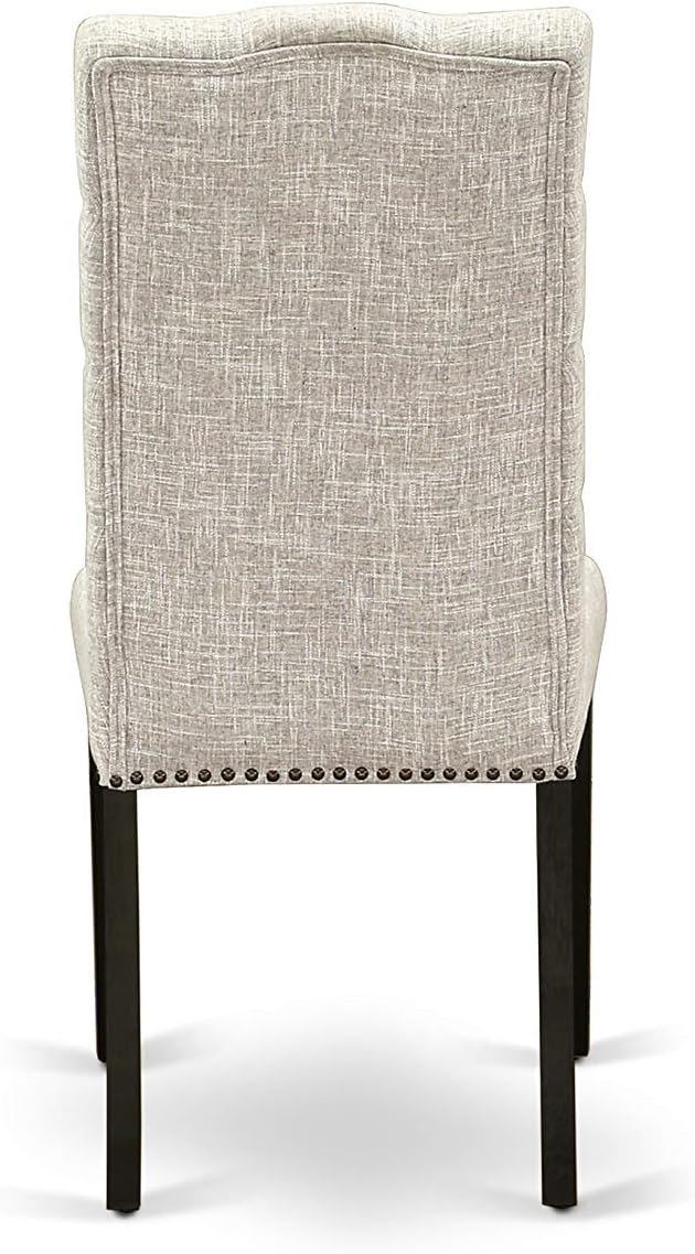 East West Furniture X677EL635-5 5 Piece Kitchen Table & Chairs Set Includes a Rectangle Dining Room Table with X-Legs and 4 Doeskin Linen Fabric Parsons Chairs, 40x72 Inch, Multi-Color