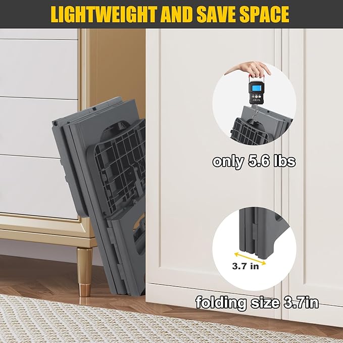 Folding 2-Step Stool for Adults Kids Non-Slip Collapsible Portable Step Stool for Kitchen Home Toilet Bedroom Office Bathroom Rv,Holds 300 Lbs(Grey)
