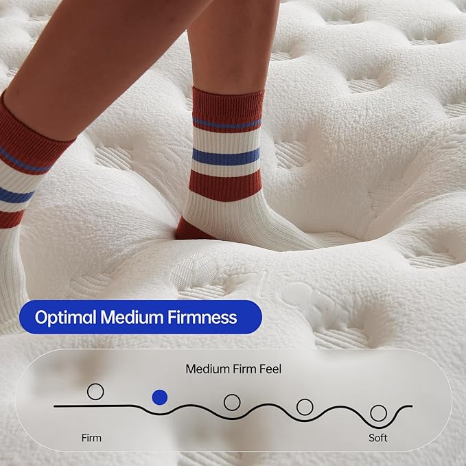 King Mattress,14 Inch King Size Mattresses in a Box,Memory Foam Hybrid Mattress , Individual Pocket Spring for Motion Isolation &Zoned Support & Pressure Relief,Medium Firm (King, 14, Inches)