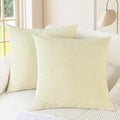 CaliTime Throw Pillow Covers Decorative 20 X 20 Inches Pack of 2 Cozy Chenille Cushion Cases for Couch Sofa Bed Living Room Home Beige