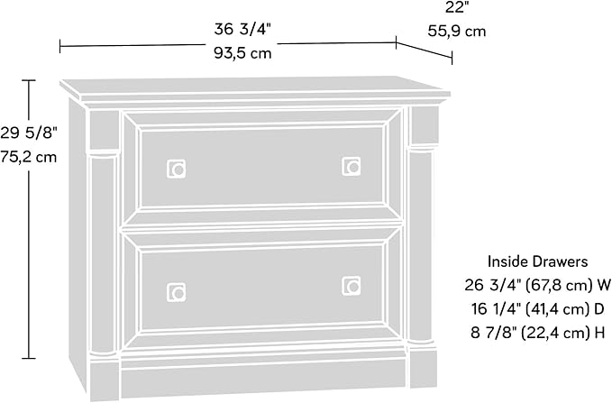 Sauder Palladia 2 Drawer File Cabinet, Lateral Filing Cabinets for Home Office, Hanging File Folders Organizer, Interlocking Drawers, in Split Oak Finish
