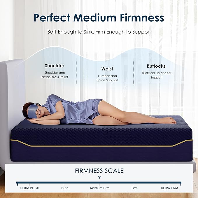 SDHYL King Mattress, 10 Inch Gel Infused Memory Foam Mattress for Good Sleep, Bed in a Box Mid Firm CertiPUR-US Certified & Fiberglass Free, Washable Cover, 80"*76"