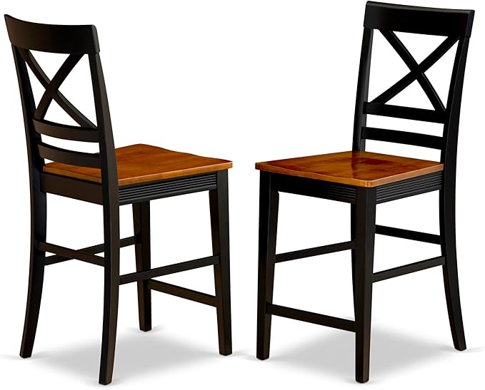 East West Furniture PLQU5-BCH-W 5 Piece Kitchen Table Set for 4 Includes an Oval Dining Room Table with Butterfly Leaf and 4 Dining Chairs, 42x78 Inch, Black & Cherry
