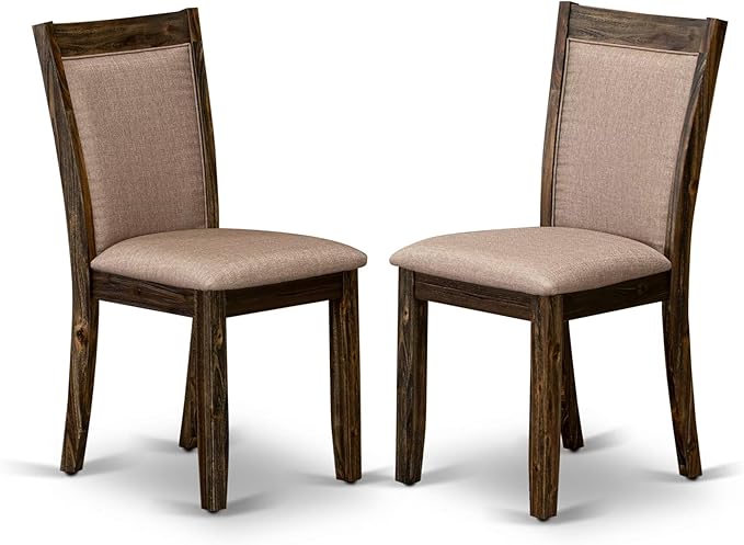 East West Furniture V777MZ716-5 5 Piece Dining Room Furniture Set Includes a Rectangle Dining Table with V-Legs and 4 Dark Khaki Linen Fabric Parsons Chairs, 40x72 Inch, Multi-Color
