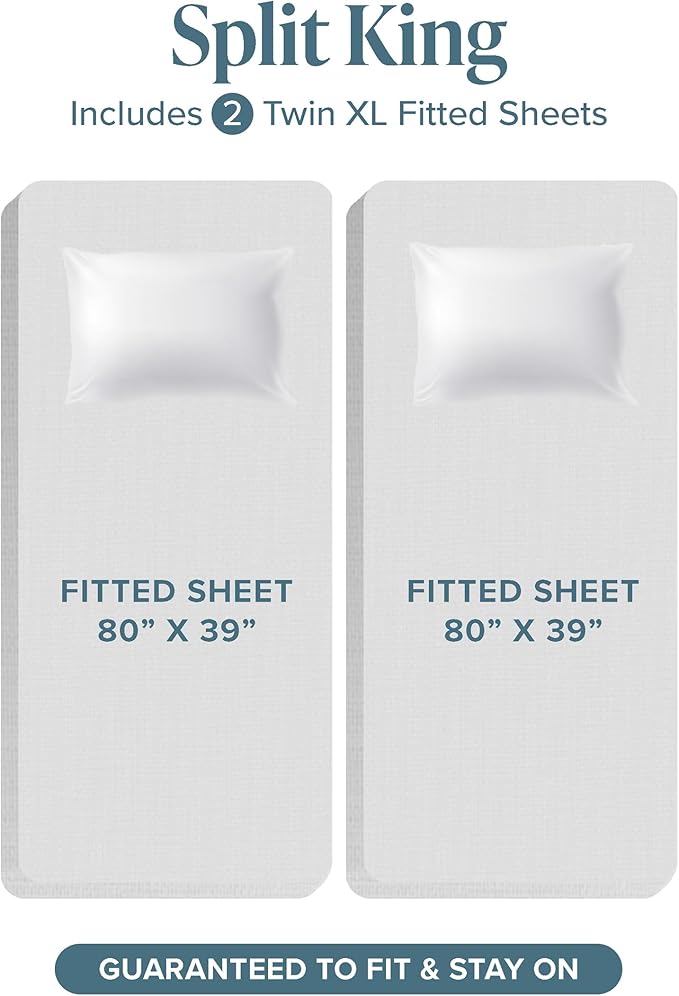 Bare Home Split King Sheet Set - 1800 Ultra-Soft Microfiber Bed Sheets - Double Brushed - Deep Pockets - Easy Fit - 5 Piece Set - Bed Sheets & Pillowcases (Split King, Plum)