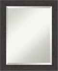 Amanti Art Brown Wall Mirror 24x20 Rustic Plank Espresso Narrow Rectangle Bathroom Mirror for Wall Decor Living Room, Small Rustic Farmhouse Frame, Hangs Horizonally and Vertically, Bathroom Decor