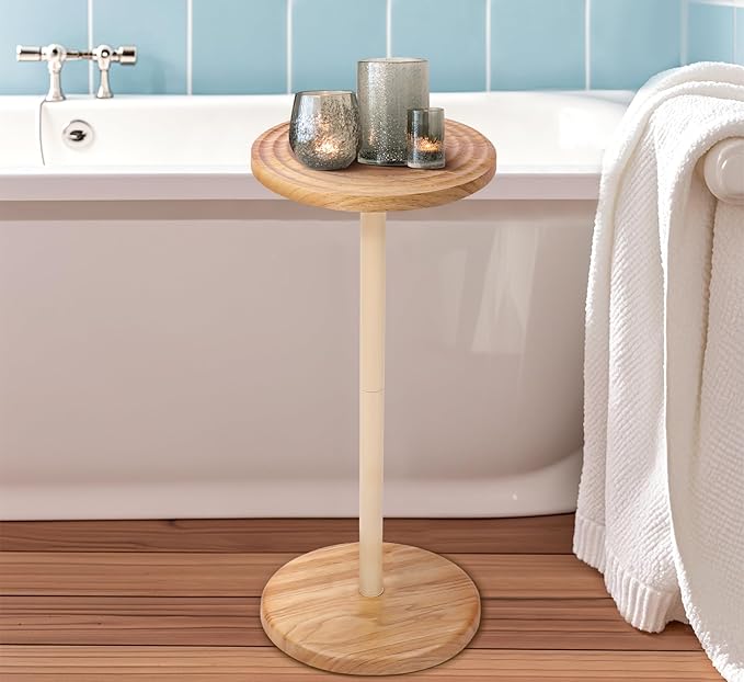 ZYBT Pedestal Side Table,10.24" Natural Wood Round Coffee Table, Drink Table Pedestal, Coffee Tables for Small Spaces, Martini Tables, Round Cocktail Small Side Tables for Living Room(Natural)