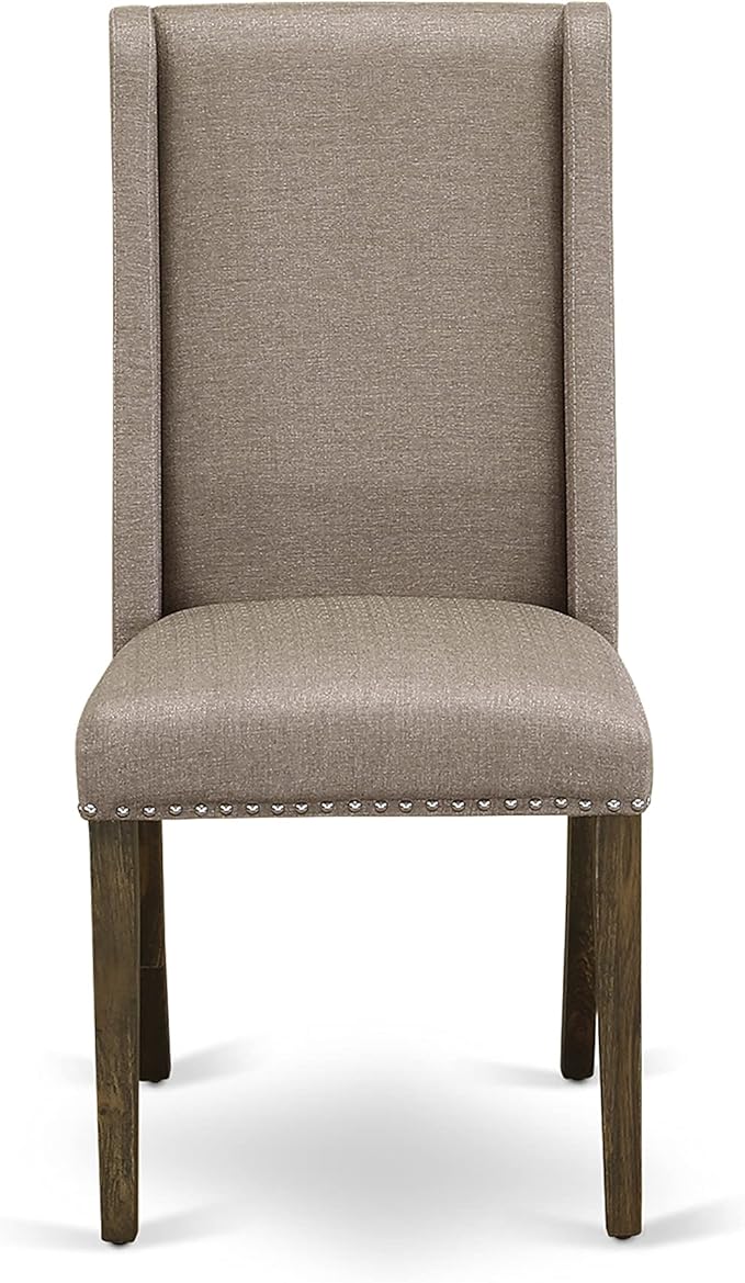 East West Furniture X777FL716-6 6 Piece Dining Table Set Contains a Rectangle Table with X-Legs and 4 Dark Khaki Linen Fabric Upholstered Chairs with a Bench, 40x72 Inch, Multi-Color