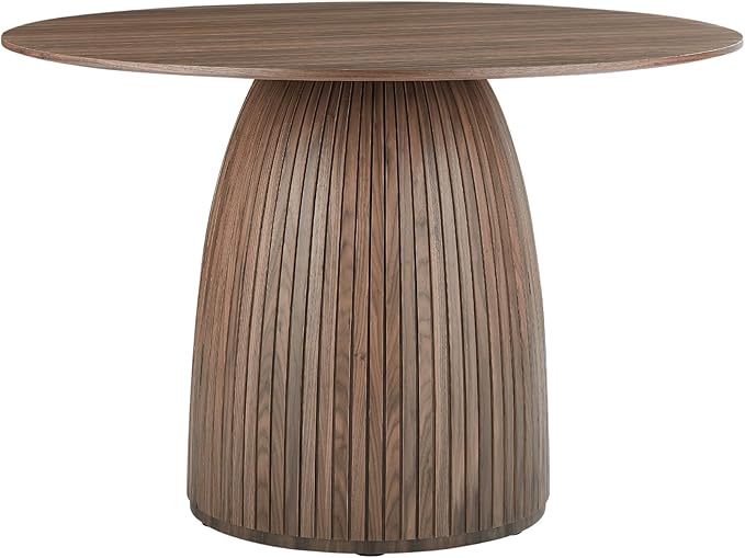 Modern Wooden Mushroom-Shape Round Dining Table, Home Kitchen Furniture Diningtable Natural Wood Grain Variation Tabletop and Circular Leg for Living Space