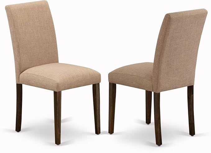 East West Furniture V797AB747-7 7 Piece Kitchen Table Set Consist of a Rectangle Dining Table with V-Legs and 6 Light Sable Linen Fabric Parson Dining Chairs, 40x72 Inch, Multi-Color