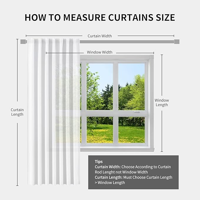 Joydeco Natural Linen Curtains 108 inch Length 2 Panels Set Burg 100% Blackout Patio Door Curtain Room Darkening Sliding Door Curtains Thermal Insulated Back tab Rod Pocket(105x108 inch, White)
