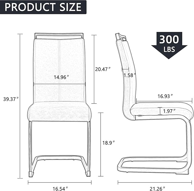Dining Chairs Set, Kitchen Modern Metal Chairs with Faux Leather Padded Seat High Back and Sturdy Chrome Legs, Chairs for Dining Room (Light Gray, Set of 4)