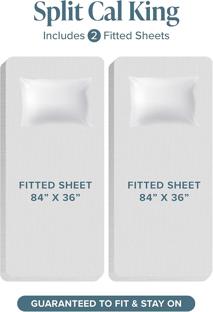 Bare Home Split California King Sheet Set - 1800 Ultra-Soft Microfiber Split California King Bed Sheets - Double Brushed - Deep Pockets - Easy Fit - 5 Piece Set - Bed Sheets (Split Cal King, Sand)